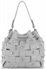 Vittoria Gotti Modna Torebka Skórzana Unikatowy Shopper Made in Italy Jasno Szara